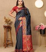 Black Soft Paithani Silk Woven Design Rich Meenakari Zari Weaving Pallu Saree
