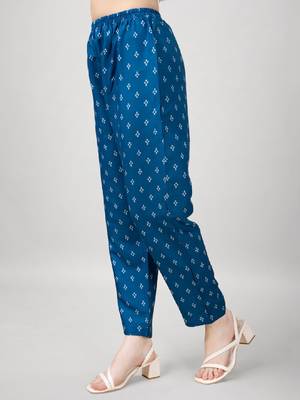 Blue cotton embroidered kurta with pant  5