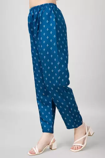 Blue cotton embroidered kurta with pant 