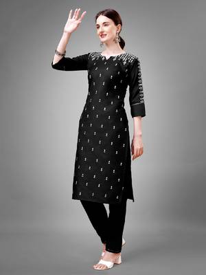 Black cotton embroidered kurta with pant & dupatta 2