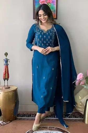 Classique Blue Rayon Kurta Set