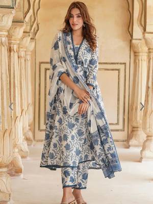 Off-white cotton printed kurta Set 5
