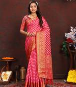 Magenta Organza Silk Woven Design With Rich Meenakari Weaving Pallu Saree