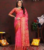 Magenta Organza Silk Woven Design With Rich Meenakari Weaving Pallu Saree