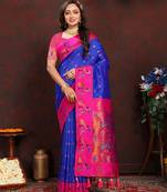 Blue Soft Paithani Silk Woven Design Rich Zari Meenakari Weaving Saree