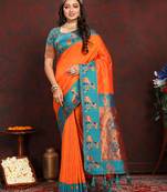Orange Soft Paithani Silk Woven Design Rich Zari Meenakari Weaving Saree