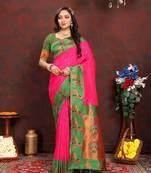 Pink Soft Paithani Silk Woven Design Rich Zari Meenakari Weaving Saree
