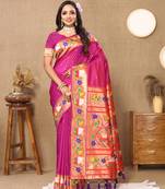 Magenta Soft Paithani Silk Woven Design Rich Zari Meenakari Weaving Saree
