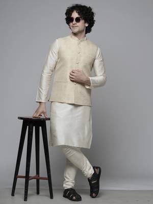 Maahi fabs mens abstract design motifs cotton blend bespoke fawn nehru jacket for wedding & party wear 5