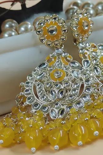   Beautiful yellow Color Gold Plated Pearl Earrings for Wo  and Girls