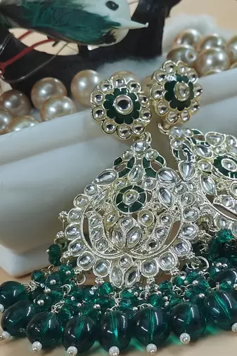   Beautiful Green Color Gold Plated Pearl Earrings for Wo  and Girls
