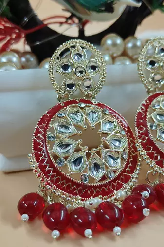   Red Color, and Pearl Earrings for Wo  - Lightweight Earrings