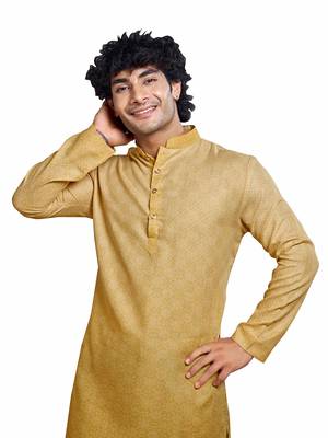 Vardha men's cotton print shaded stitched kurta, moroccan pattern printed kurtas for men, mandarin collar long kurta's 2