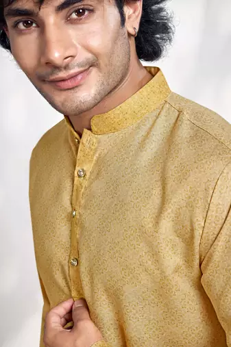 Vardha men's cotton print shaded stitched kurta, moroccan pattern printed kurtas for men, mandarin collar long kurta's