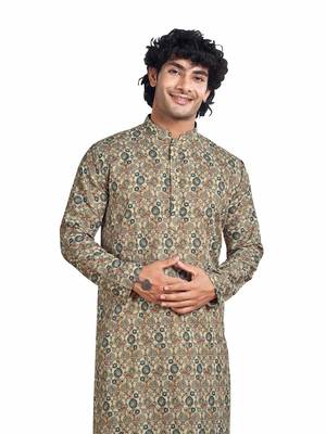 Vardha men's cotton shibori dyed stitched kurta, shibori dyed ethnic kurtas for men, mandarin collar long kurta's 2