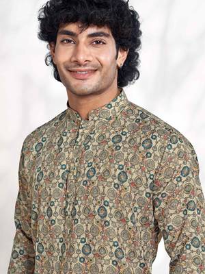 Vardha men's cotton shibori dyed stitched kurta, shibori dyed ethnic kurtas for men, mandarin collar long kurta's 5