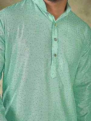 Vardha men's viscose sequence kurta - self design,  mandarin collar,  traditional design kurtas for men long kurta's 2