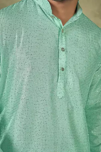 Vardha men's viscose sequence kurta - self design,  mandarin collar,  traditional design kurtas for men long kurta's