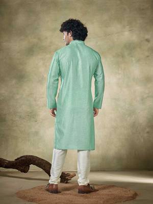 Vardha men's viscose sequence kurta - self design,  mandarin collar,  traditional design kurtas for men long kurta's 4