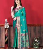 Soft Lichi Silk Blend Saree With Beautiful Zari  & Meenakari Weaving Pallu With Zari Weawing Border