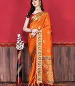 Soft Lichi Silk Blend Saree With Beautiful Zari  & Meenakari Weaving Pallu With Zari Weawing Border