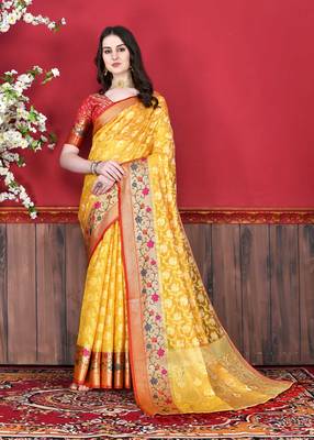 Soft Cotton Silk Saree With Beautiful Zari  & Meenakari Weaving Pallu With Zari Weawing Border 2