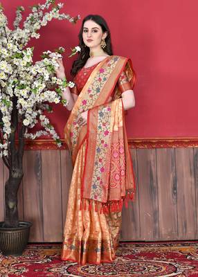 Soft Cotton Silk Saree With Beautiful Zari  & Meenakari Weaving Pallu With Zari Weawing Border 1