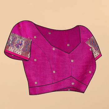 Soft Slub Silk Blend Saree With Beautiful Zari  & Meenakari Weaving Pallu With Zari Weawing Border 5