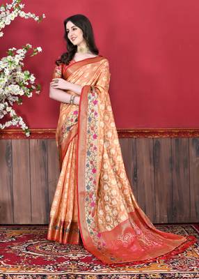 Soft Cotton Silk Saree With Beautiful Zari  & Meenakari Weaving Pallu With Zari Weawing Border 3