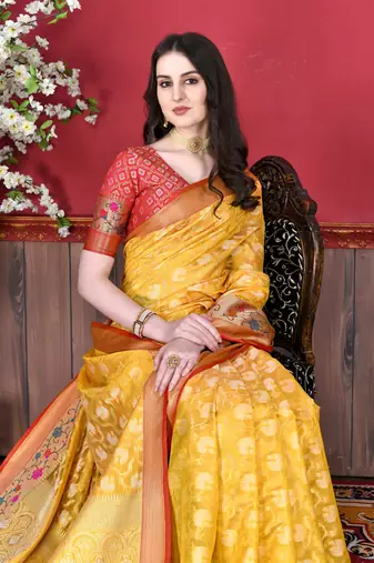 Soft Cotton Silk Saree With Beautiful Zari  & Meenakari Weaving Pallu With Zari Weawing Border