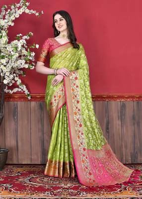 Soft Cotton Silk Saree With Beautiful Zari  & Meenakari Weaving Pallu With Zari Weawing Border 2