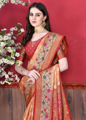 Soft Cotton Silk Saree With Beautiful Zari  & Meenakari Weaving Pallu With Zari Weawing Border 4