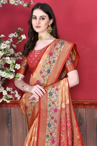 Soft Cotton Silk Saree With Beautiful Zari  & Meenakari Weaving Pallu With Zari Weawing Border