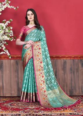 Soft Cotton Silk Saree With Beautiful Zari  & Meenakari Weaving Pallu With Zari Weawing Border 2