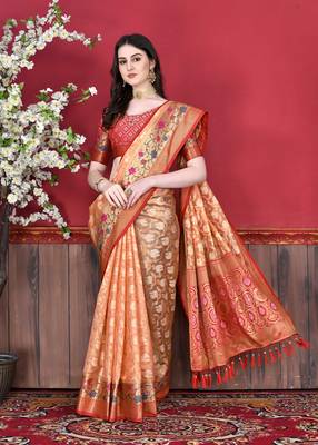 Soft Cotton Silk Saree With Beautiful Zari  & Meenakari Weaving Pallu With Zari Weawing Border 5