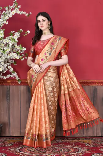 Soft Cotton Silk Saree With Beautiful Zari  & Meenakari Weaving Pallu With Zari Weawing Border