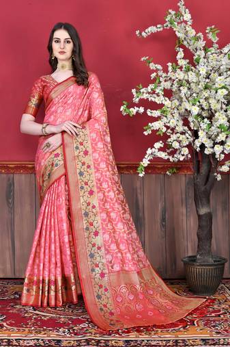 Soft Cotton Silk Saree With Beautiful Zari  & Meenakari Weaving Pallu With Zari Weawing Border