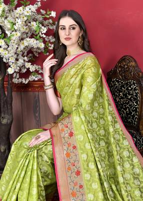 Soft Cotton Silk Saree With Beautiful Zari  & Meenakari Weaving Pallu With Zari Weawing Border 4