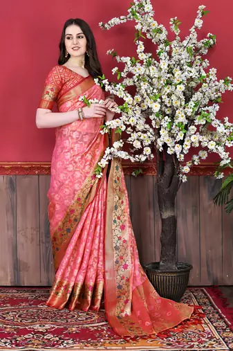 Soft Cotton Silk Saree With Beautiful Zari  & Meenakari Weaving Pallu With Zari Weawing Border