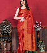 Soft Katan Silk Blend Saree With Beautiful Copper Zari  Weaving Pallu With Zari Weawing Border