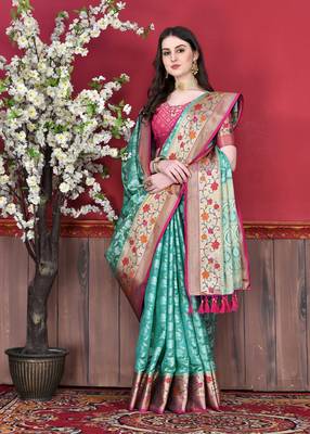 Soft Cotton Silk Saree With Beautiful Zari  & Meenakari Weaving Pallu With Zari Weawing Border 3