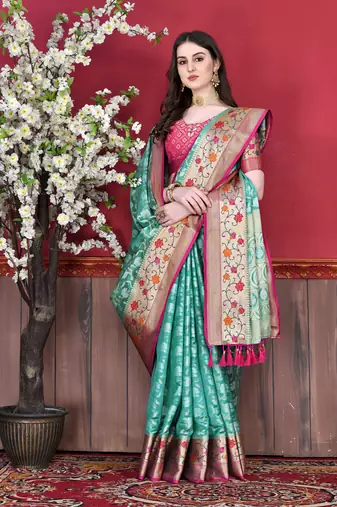Soft Cotton Silk Saree With Beautiful Zari  & Meenakari Weaving Pallu With Zari Weawing Border