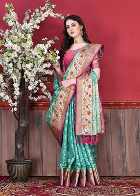 Soft Cotton Silk Saree With Beautiful Zari  & Meenakari Weaving Pallu With Zari Weawing Border 4