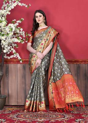 Soft Cotton Silk Saree With Beautiful Zari  & Meenakari Weaving Pallu With Zari Weawing Border 3