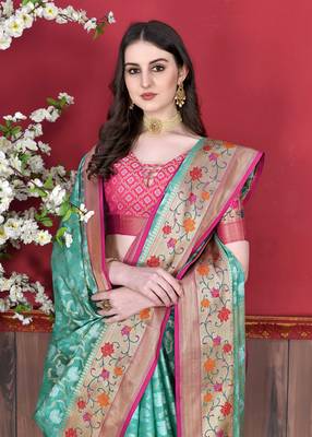 Soft Cotton Silk Saree With Beautiful Zari  & Meenakari Weaving Pallu With Zari Weawing Border 5