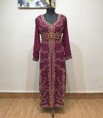 Wine color luxurious Full Sleeves Handmade Moroccan Kaftan.