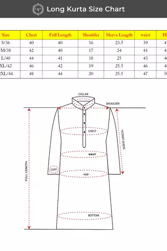 Vardha men's viscose sequin embellished stitched kurta, thread work mandarin collar straight kurta long for men