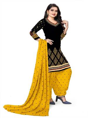 Unstitched crepe salwar suit material printed 3