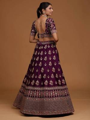 Purple Embroidered Zari Work Lehenga Choli 2