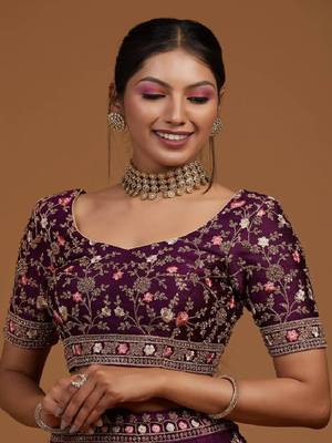 Purple Embroidered Zari Work Lehenga Choli 4